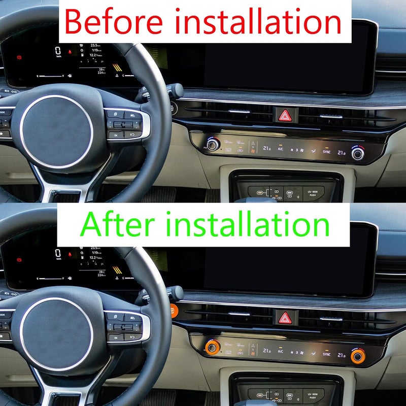 HDUFC for Kia Carnival/Carnival Hybrid/K5/Niro/Sorento/Sportage Interior Package, Push-Button Start, air Conditioning Control knob Cover, 3-Piece Set (Orange) - Image 4